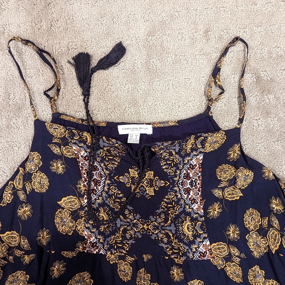 Carolina Belle Montreal Floral Sleeveless Dress Size 8 Navy Yellow - Picture 7 of 12